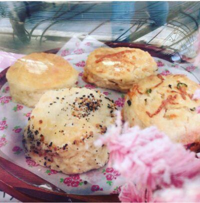 Various biscuits on a plate.
